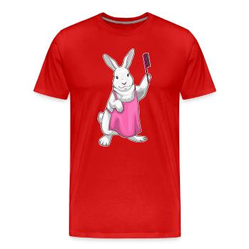 Hase Friseur Kamm - Männer Premium Bio T-Shirt - Rot - Vorne - Damien (186cm)