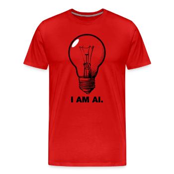Idée : JE SUIS AI - T-shirt bio Premium Homme - rouge - Devant - Damien (186cm)