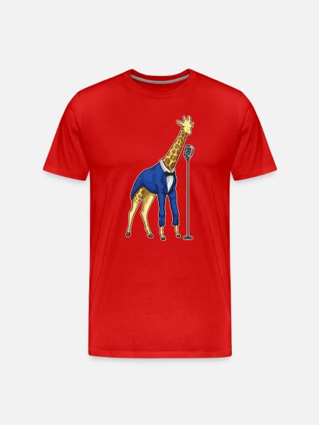 Giraffe Singer Microphone Singing - Men's Premium Organic T-Shirt - red