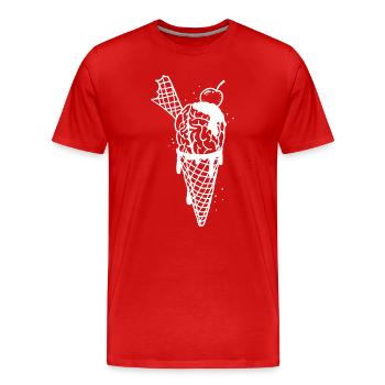 Brainfood 3 Inverser - T-shirt bio Premium Homme - rouge - Devant - Damien (186cm)