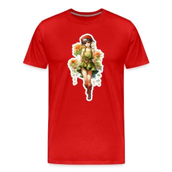 Dainty Flower Girl Red Beanie Shirt - Men's Premium Organic T-Shirt - red - Front - Damien (186cm)