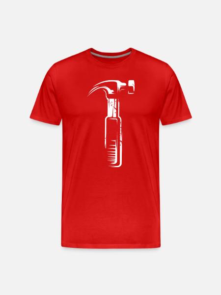 Hammer mit Scratch Effekt - Werkzeuge Handwerker - Männer Premium Bio T-Shirt - Rot