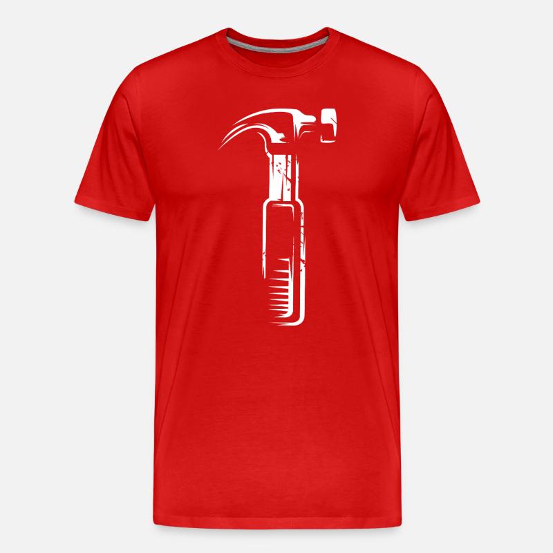 Hammer mit Scratch Effekt - Werkzeuge Handwerker - Männer Premium Bio T-Shirt - Rot