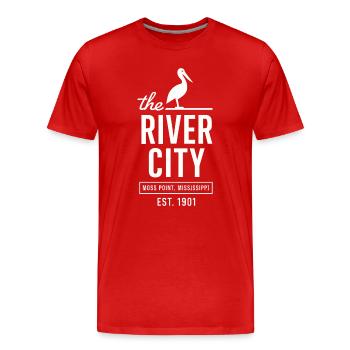River City Pelican Moss Point 1901 - T-shirt bio Premium Homme - rouge - Devant - Damien (186cm)