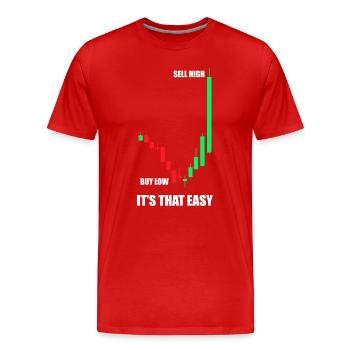 Buy low sell high Stock Market Stock Market Trader - Men's Premium Organic T-Shirt - red - Front - Damien (186cm)