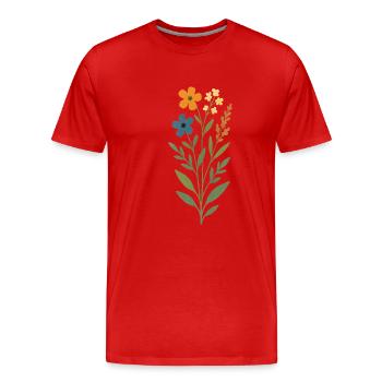 Bouquet aquarelle - T-shirt bio Premium Homme - rouge - Devant - Damien (186cm)
