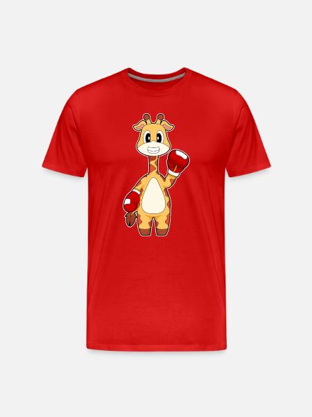 Giraffe Boxer Boxhandschuhe Boxen - Männer Premium Bio T-Shirt - Rot