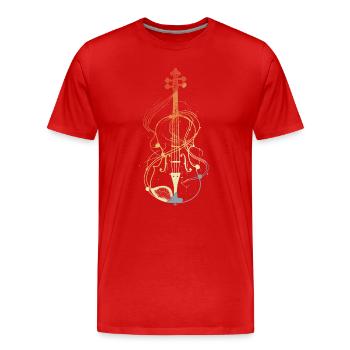Art au trait du violon style rétro - T-shirt bio Premium Homme - rouge - Devant - Damien (186cm)