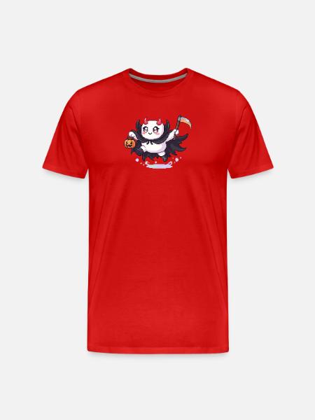 Pixel Halloween Demon with Jack-o-lantern - Men's Premium Organic T-Shirt - red