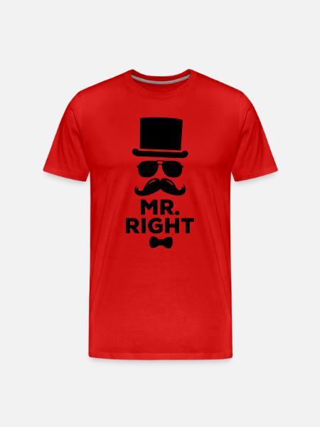 Funny matching pair Mr. Right and Mrs. Right - Men's Premium Organic T-Shirt - red