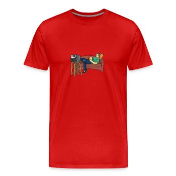 Couch potato lazy sleep watching TV - Men's Premium Organic T-Shirt - red - Front - Damien (186cm)