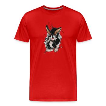 Osterhase Comic-splash Poster - Männer Premium Bio T-Shirt - Rot - Vorne - Damien (186cm)