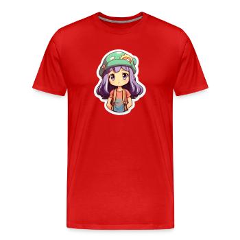 Cute Anime Girl - Men's Premium Organic T-Shirt - red - Front - Damien (186cm)