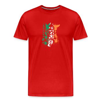 tauben,taube,vögel,vogelschwarm,graffiti,ireland - Männer Premium Bio T-Shirt - Rot - Vorne - Damien (186cm)