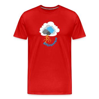 Blitz Gewitter Wolke Sturm Meteorologie - Männer Premium Bio T-Shirt - Rot - Vorne - Damien (186cm)