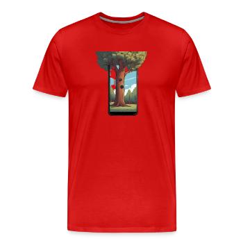 L’arbre des smartphones - L’environnement de votre téléphone ! - T-shirt bio Premium Homme - rouge - Devant - Damien (186cm)