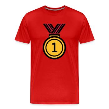 Siegermedallie - Men's Premium Organic T-Shirt - red - Front - Damien (186cm)