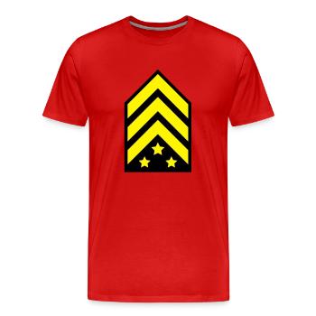 sergant_1__f2 - Men's Premium Organic T-Shirt - red - Front - Damien (186cm)