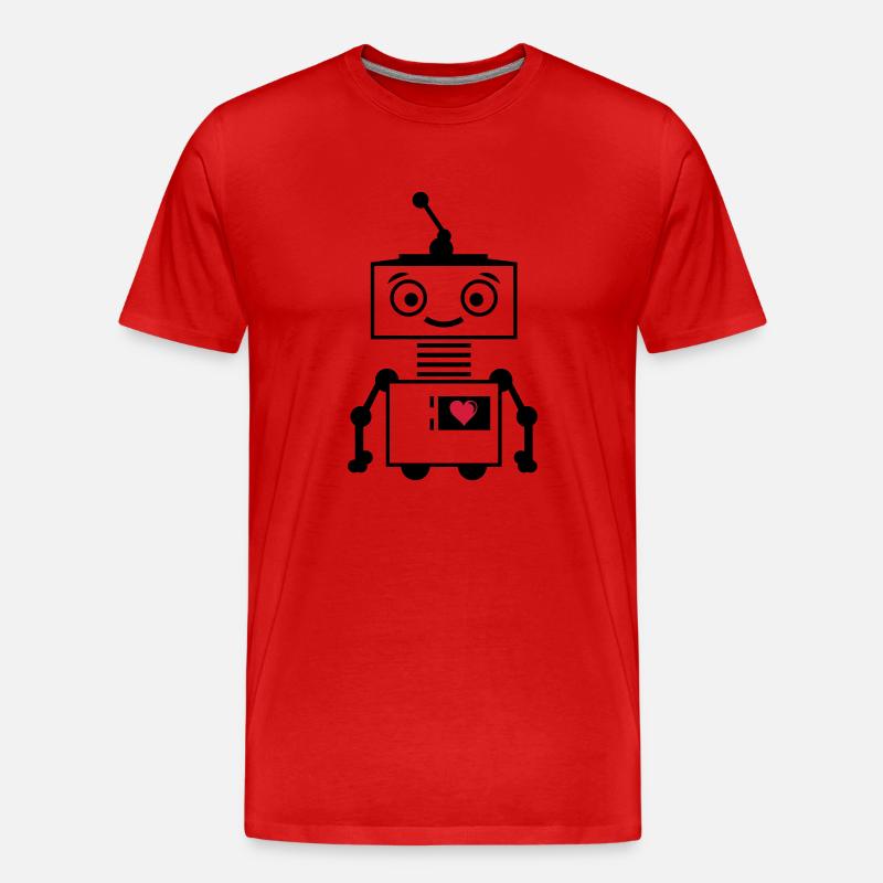 roboter_herz_2 - Men's Premium Organic T-Shirt - red