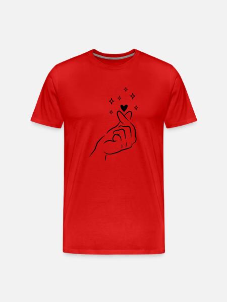 Finger Heart Korean K Pop - Men's Premium Organic T-Shirt - red