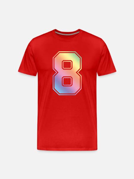 8 Zahl Bunt - Männer Premium Bio T-Shirt - Rot