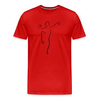 Tai Chi Line Art - Minimalist - Men's Premium Organic T-Shirt - red - Front - Damien (186cm)