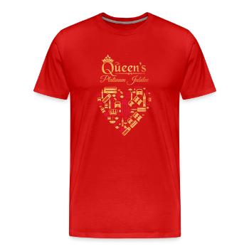 Jubilé de platine de la reine britannique 70 ans - T-shirt bio Premium Homme - rouge - Devant - Damien (186cm)