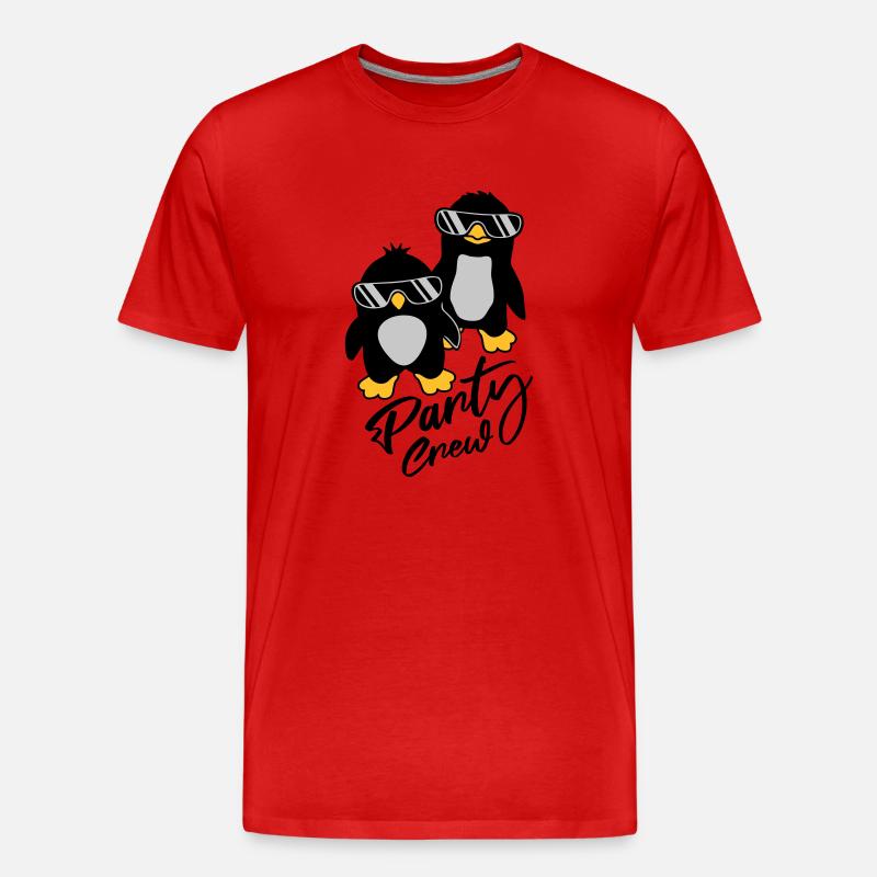 Party Crew Pinguin Freunde - Männer Premium Bio T-Shirt - Rot