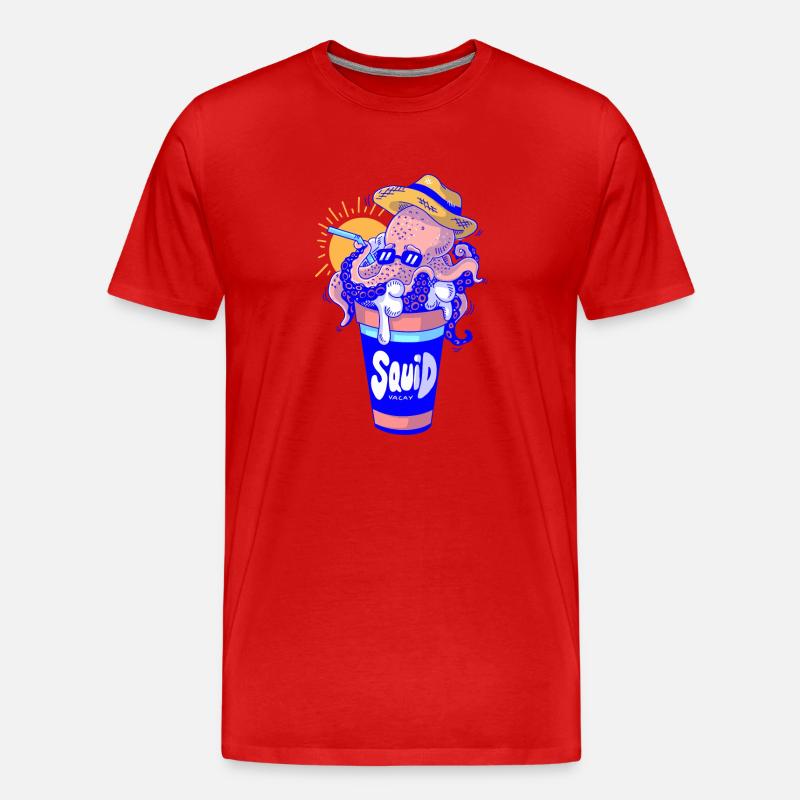 Squid Vacation - Männer Premium Bio T-Shirt - Rot