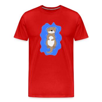 Smoking Otter - Men's Premium Organic T-Shirt - red - Front - Damien (186cm)