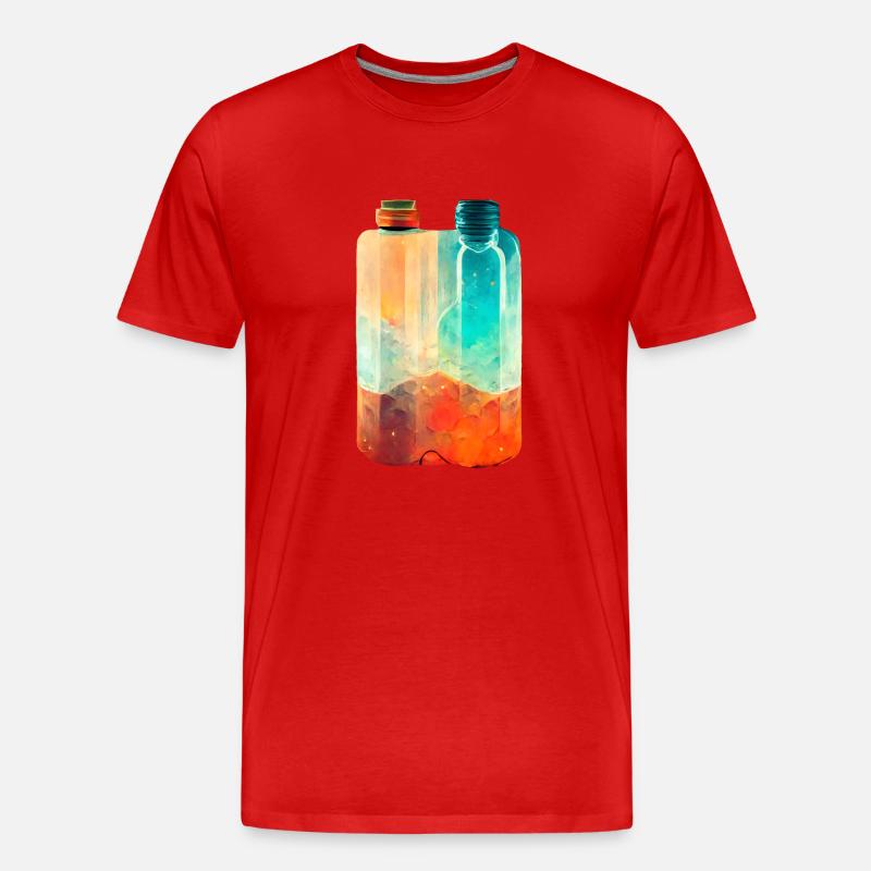 Zwei Trinkflaschen Retro - Männer Premium Bio T-Shirt - Rot