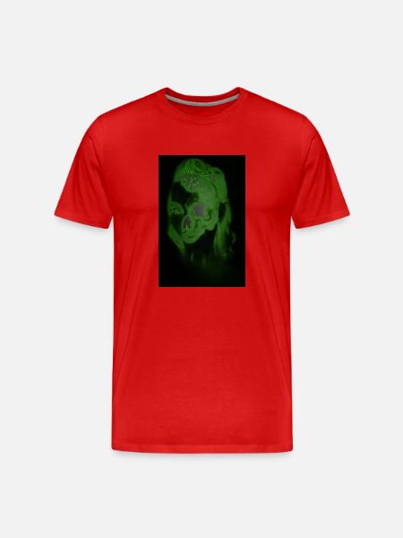 Crâne de fille vert - T-shirt bio Premium Homme - rouge