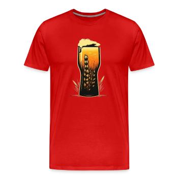 Verre à bière d’illustration cool avec orge brassicole - T-shirt bio Premium Homme - rouge - Devant - Damien (186cm)