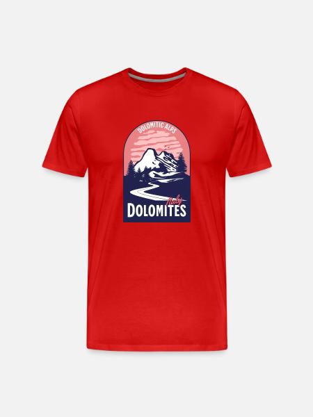 Dolomites Italy Mountain Sunset - Men's Premium Organic T-Shirt - red
