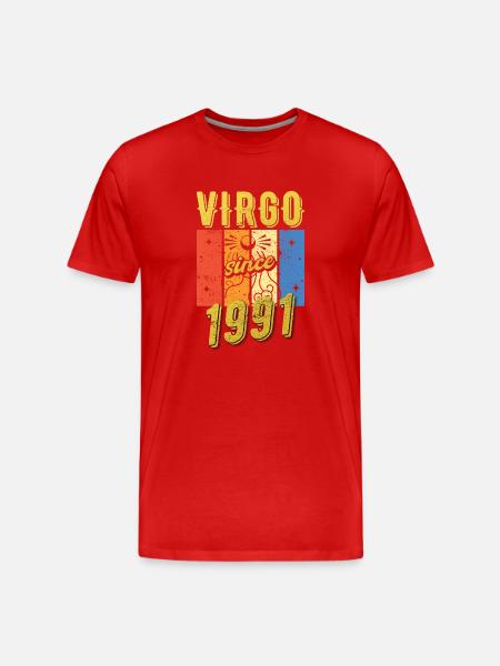 Virgo 1991 Zodiac Birthday Gift - Men's Premium Organic T-Shirt - red