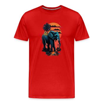 Eléphant, rue à Miami, couleurs vives, - T-shirt bio Premium Homme - rouge - Devant - Damien (186cm)