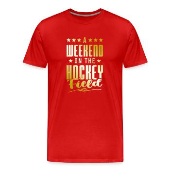 fieldhockey wochenende - Männer Premium Bio T-Shirt - Rot - Vorne - Damien (186cm)