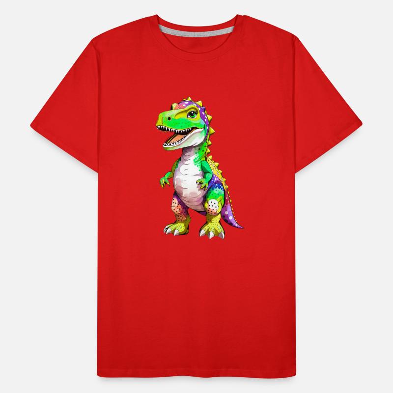 Rainbow T-Rex Dinosaur Men's Premium Organic T-Shirt