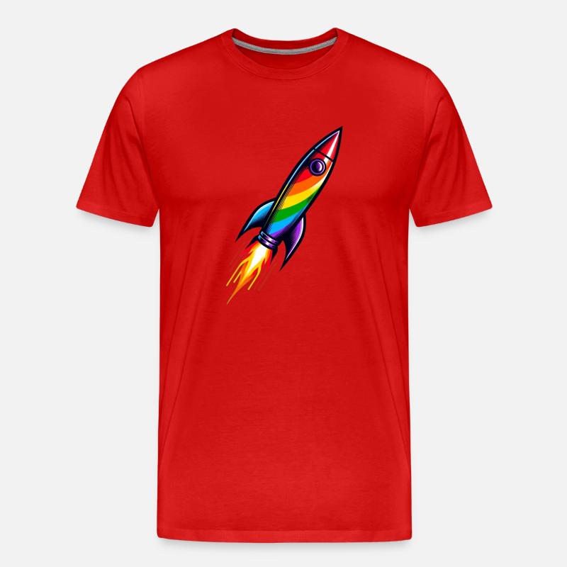 Fusée arc-en-ciel | Lancement d’une fusée - T-shirt bio Premium Homme - rouge