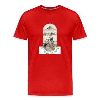 Go with the Flow - Männer Premium Bio T-Shirt - Rot - Vorne - Damien (186cm)