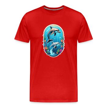 Delfin & Ozean - Männer Premium Bio T-Shirt - Rot - Vorne - Damien (186cm)