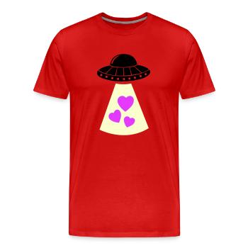Coeur d’OVNI - T-shirt bio Premium Homme - rouge - Devant - Damien (186cm)