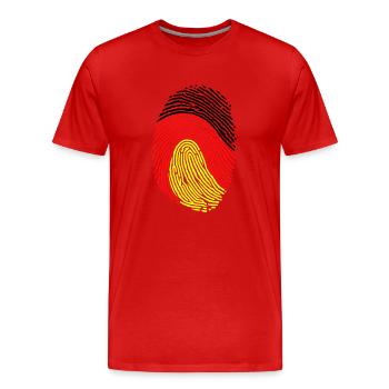Deutsche ID - Männer Premium Bio T-Shirt - Rot - Vorne - Damien (186cm)