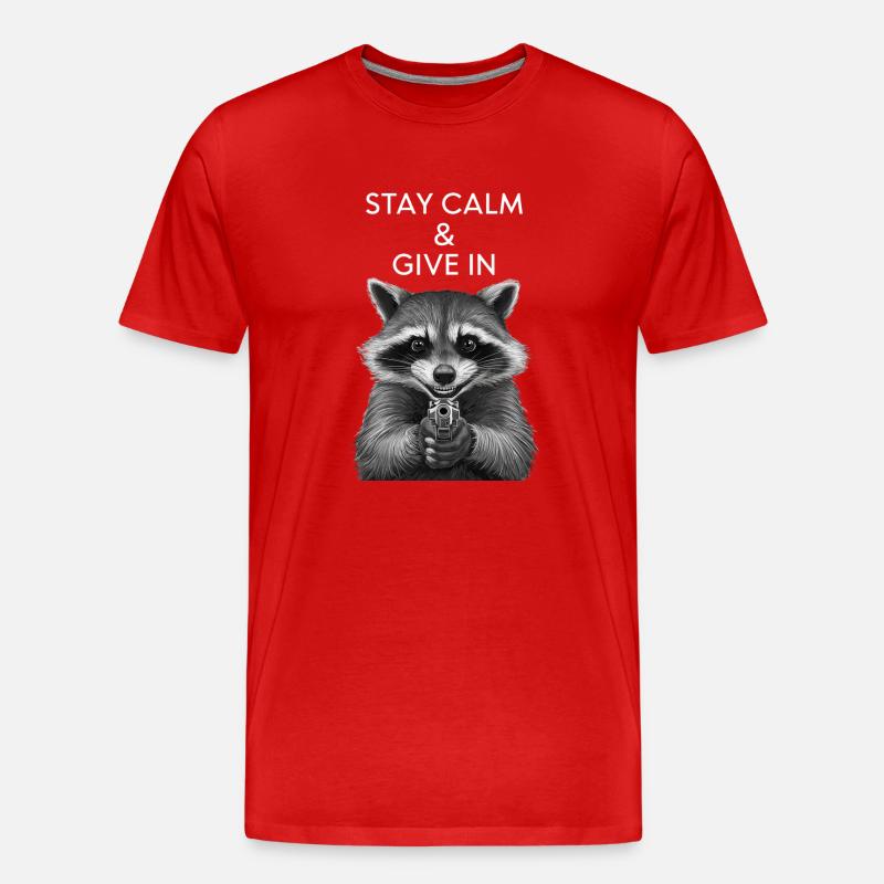 Meme Waschbär - Männer Premium Bio T-Shirt - Rot