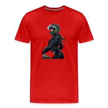 Lady Biker für eine Motorradfahrerin Bikerin - Männer Premium Bio T-Shirt - Rot - Vorne - Damien (186cm)