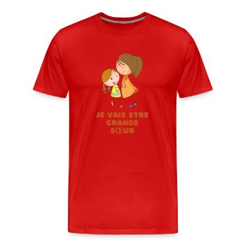 Ich werde eine große Schwester sein - Männer Premium Bio T-Shirt - Rot - Vorne - Damien (186cm)