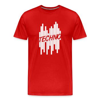 Techno Love Citation Dire Musique Fête Célébrer Logo - T-shirt bio Premium Homme - rouge - Devant - Damien (186cm)