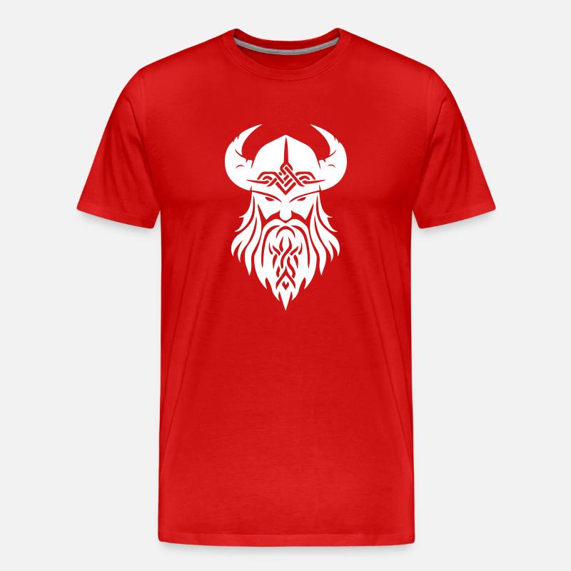 Wikinger Kopf - Männer Premium Bio T-Shirt - Rot