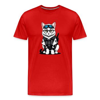 Cat Airsoft Katze spielt Airsoft Militär Geschenk - Männer Premium Bio T-Shirt - Rot - Vorne - Damien (186cm)