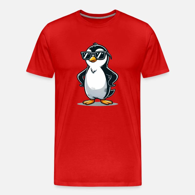 pinguin comic - Männer Premium Bio T-Shirt - Rot